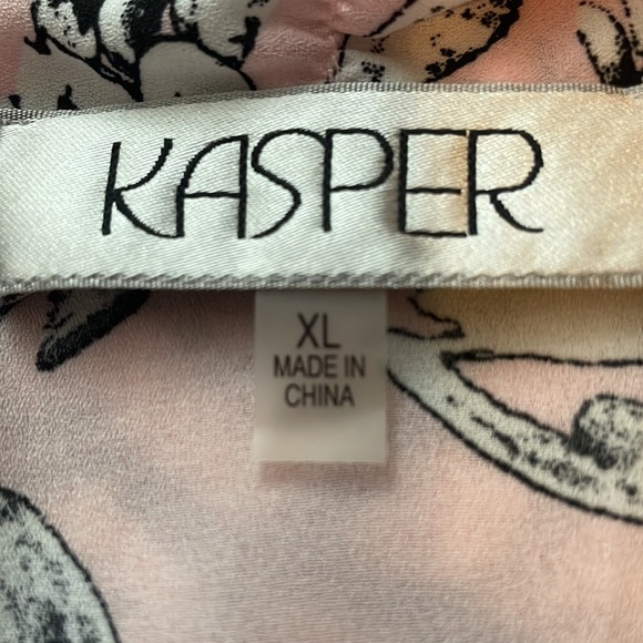 Kasper tutu pale pink floral tie neck blouse Size XL - Picture 5 of 9